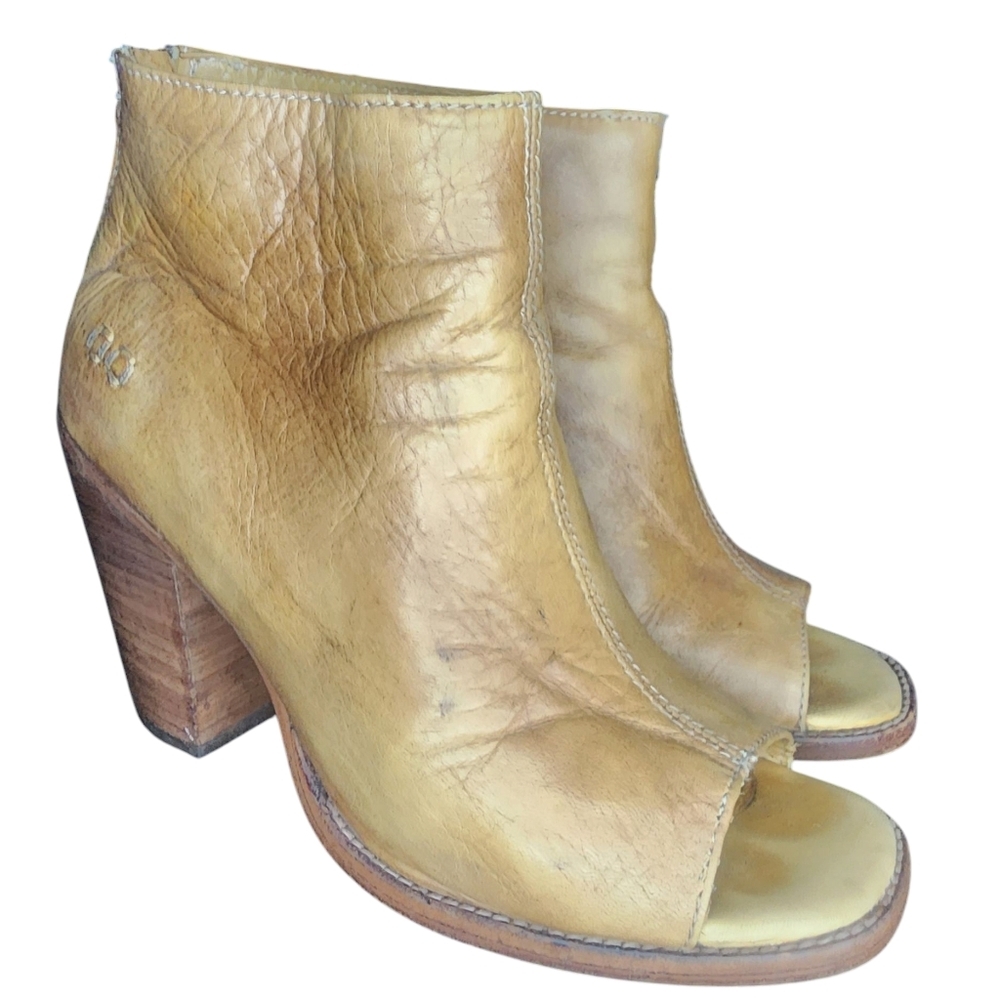 Bed Stu Onset Peep Toe Leather Ankle Booties, Womens 8.5​